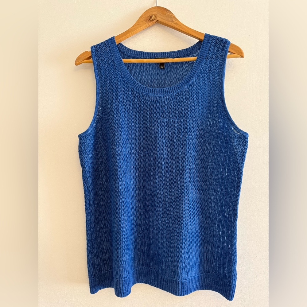 Talbots Vibrant Blue Knit sleeveless top and open cardigan set